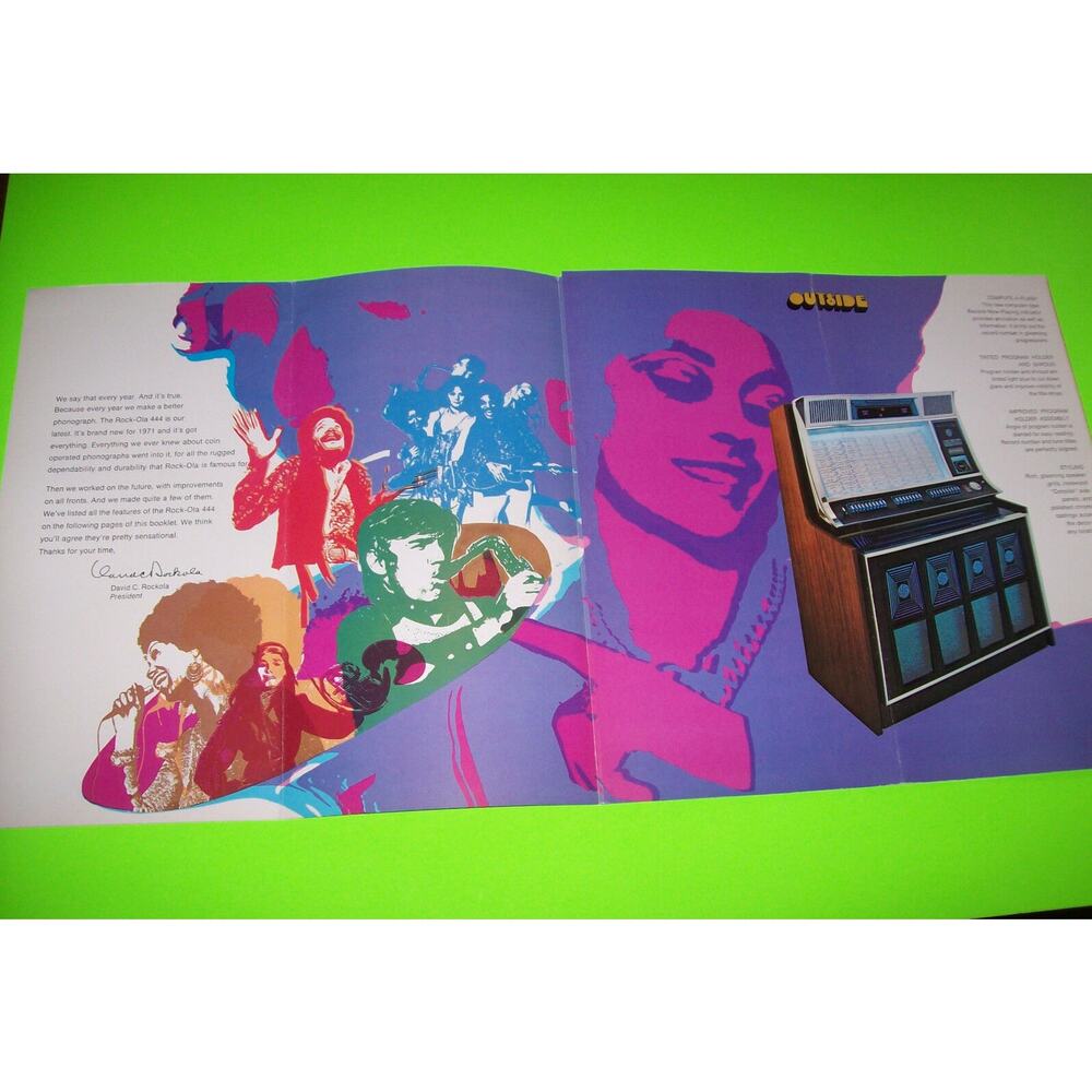 444 ROCK OLA 1971 ORIGINAL JUKEBOX PHONOGRAPH SALES FLYER BROCHURE